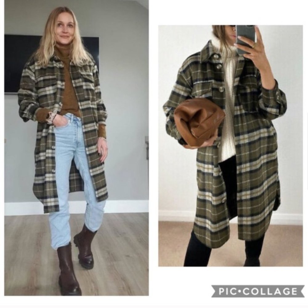 NWT H&M Plaid Shacket Blogger Fav